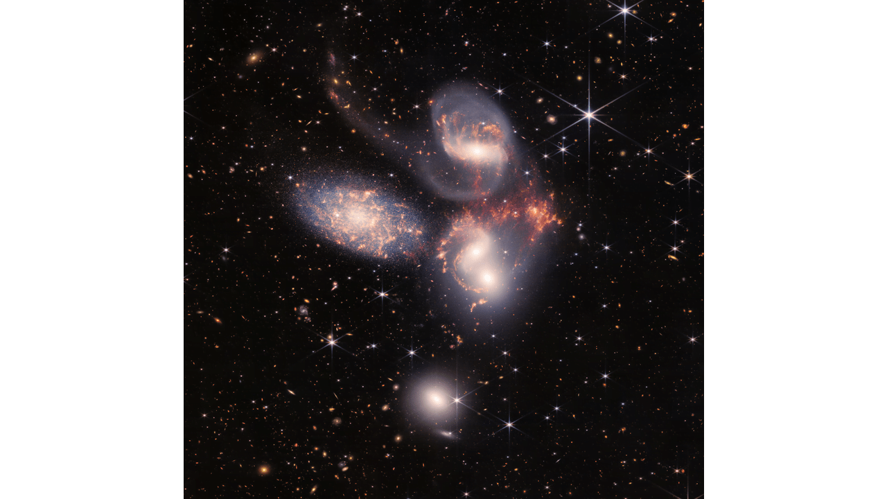 Stephan's Quintet (NIRCam and MIRI Composite Image)